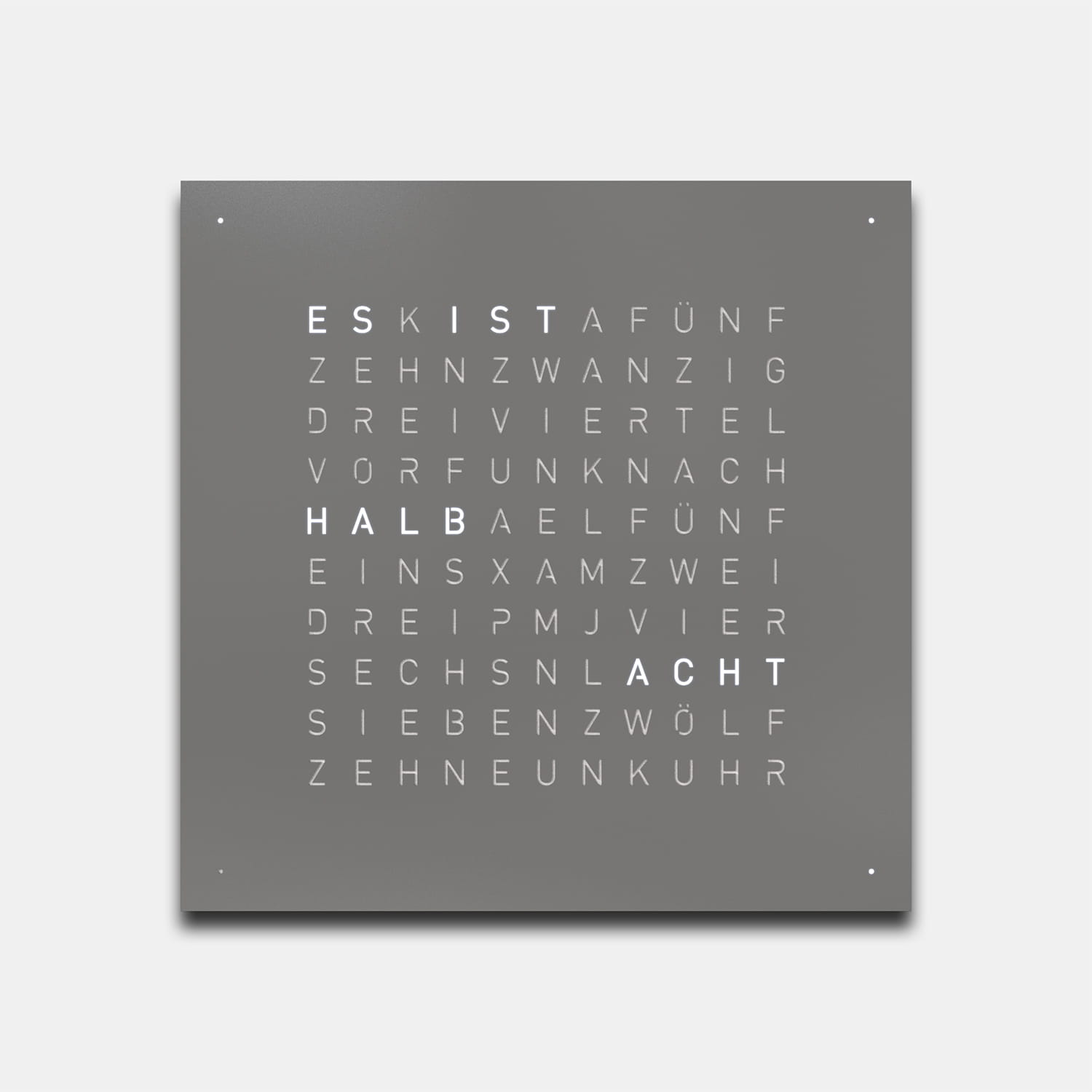 QLOCKTWO EARTH 45 Grey Pepper – Weißer Korpus Produktbild main 0