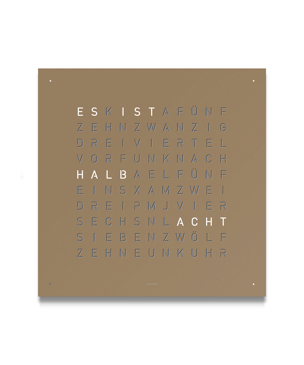 QlockTwo Classic Steel Hazelnut Pepper DE