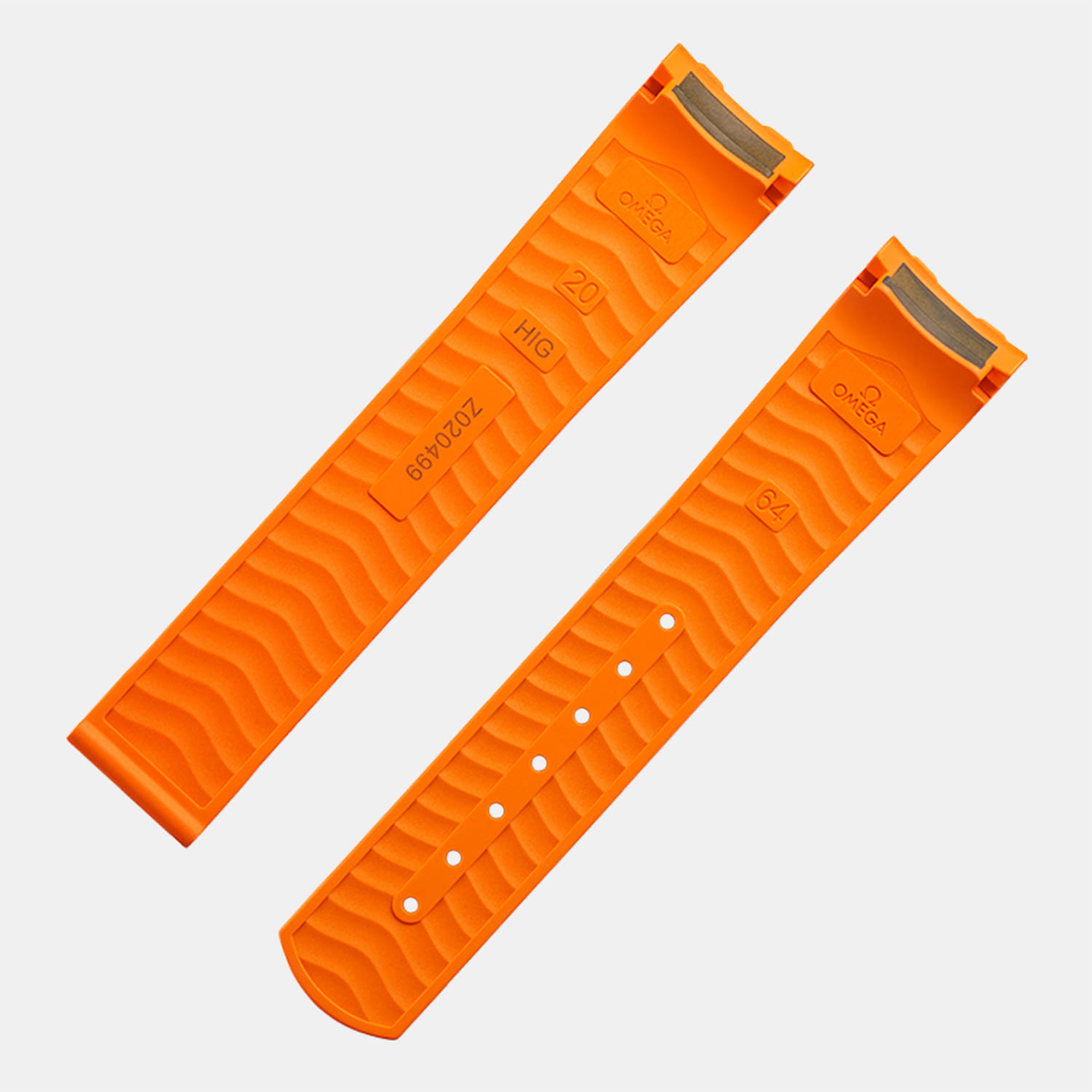 OMEGA Seamaster Diver 300M – Kautschukband Orange ohne Faltschließe 20 mm – S Produktbild main 2
