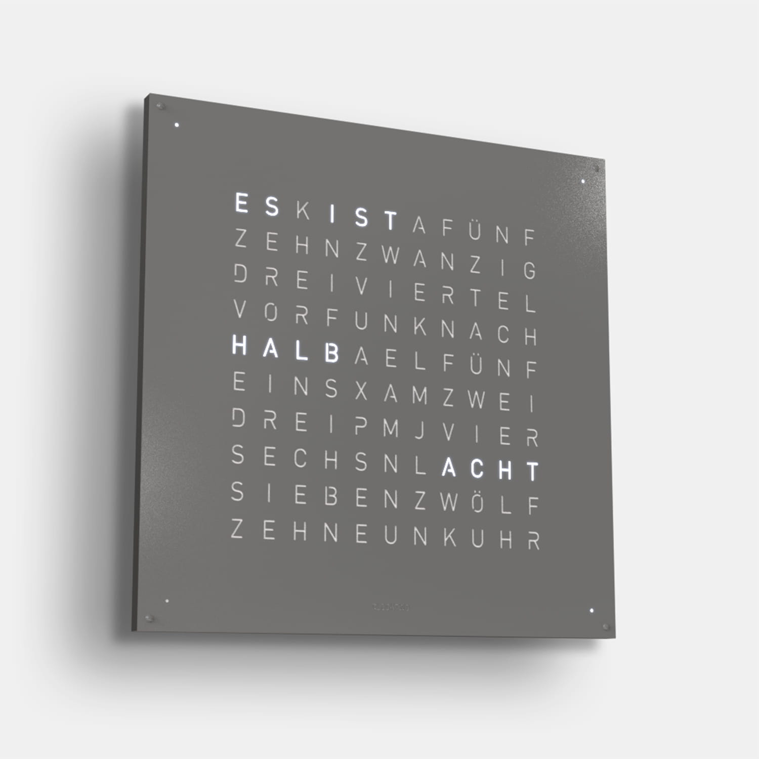 QLOCKTWO EARTH 90 Grey Pepper – Weißer Korpus Produktbild main 1