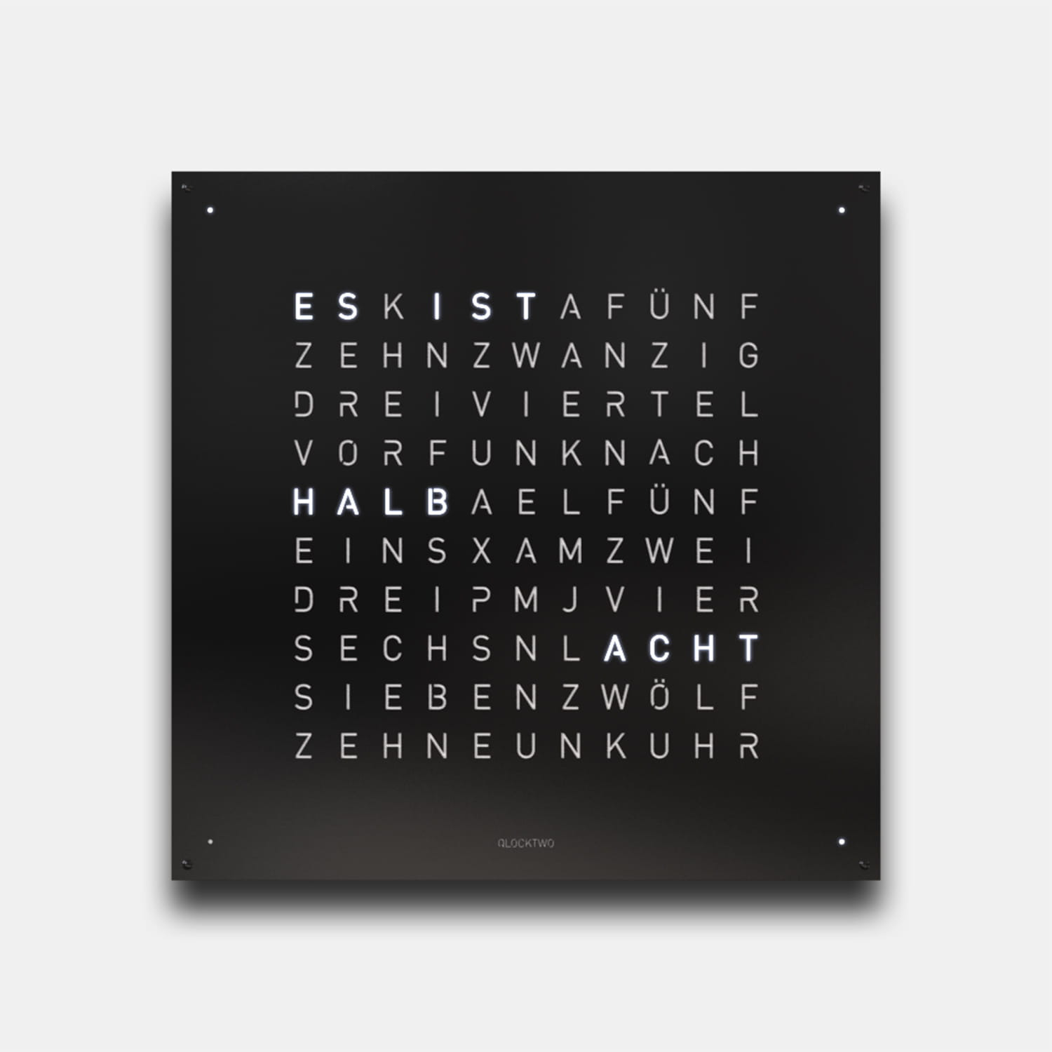 QLOCKTWO EARTH 90 Black Pepper – Weißer Korpus Produktbild main 0