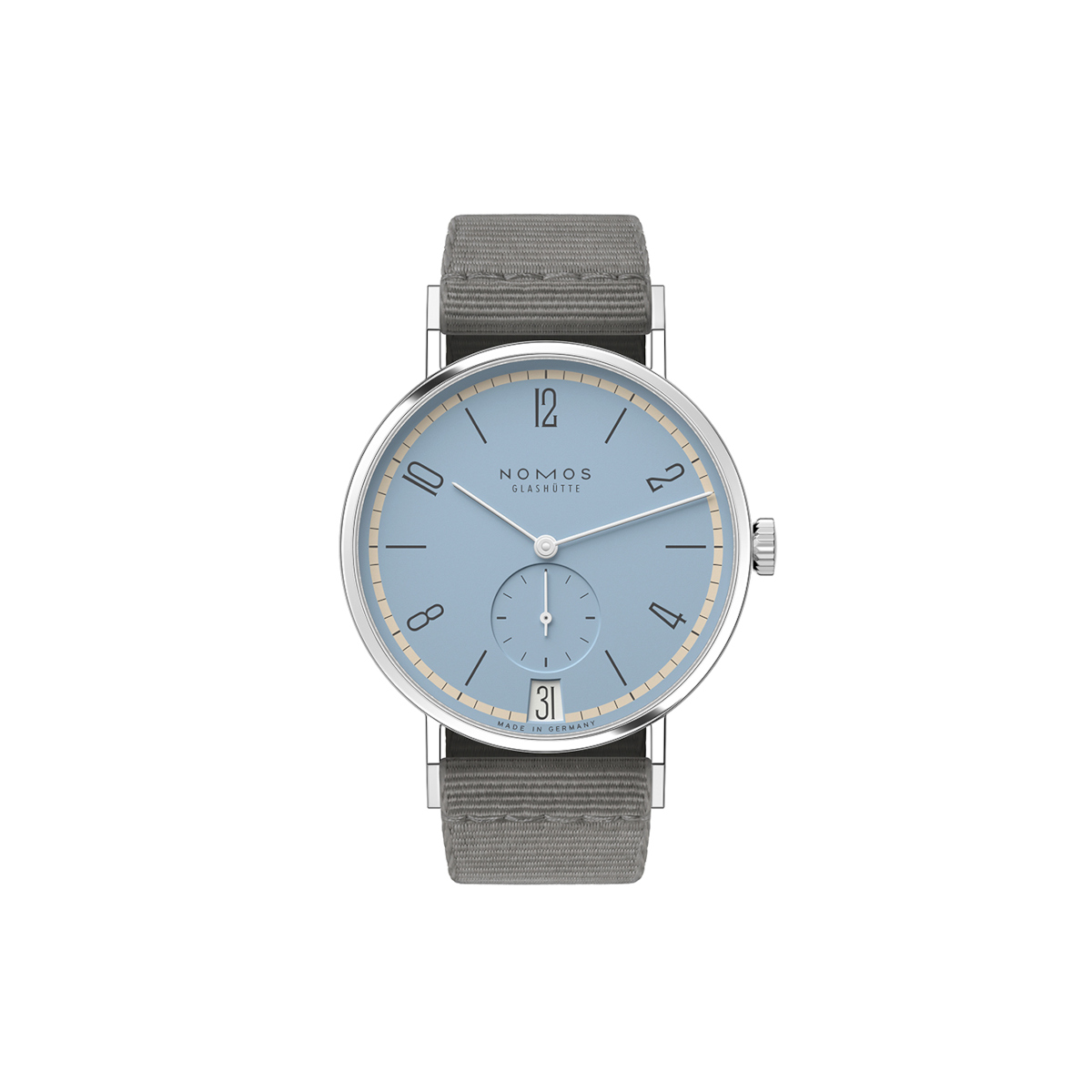 NOMOS Glashütte Tangente 38 Datum Frostblau