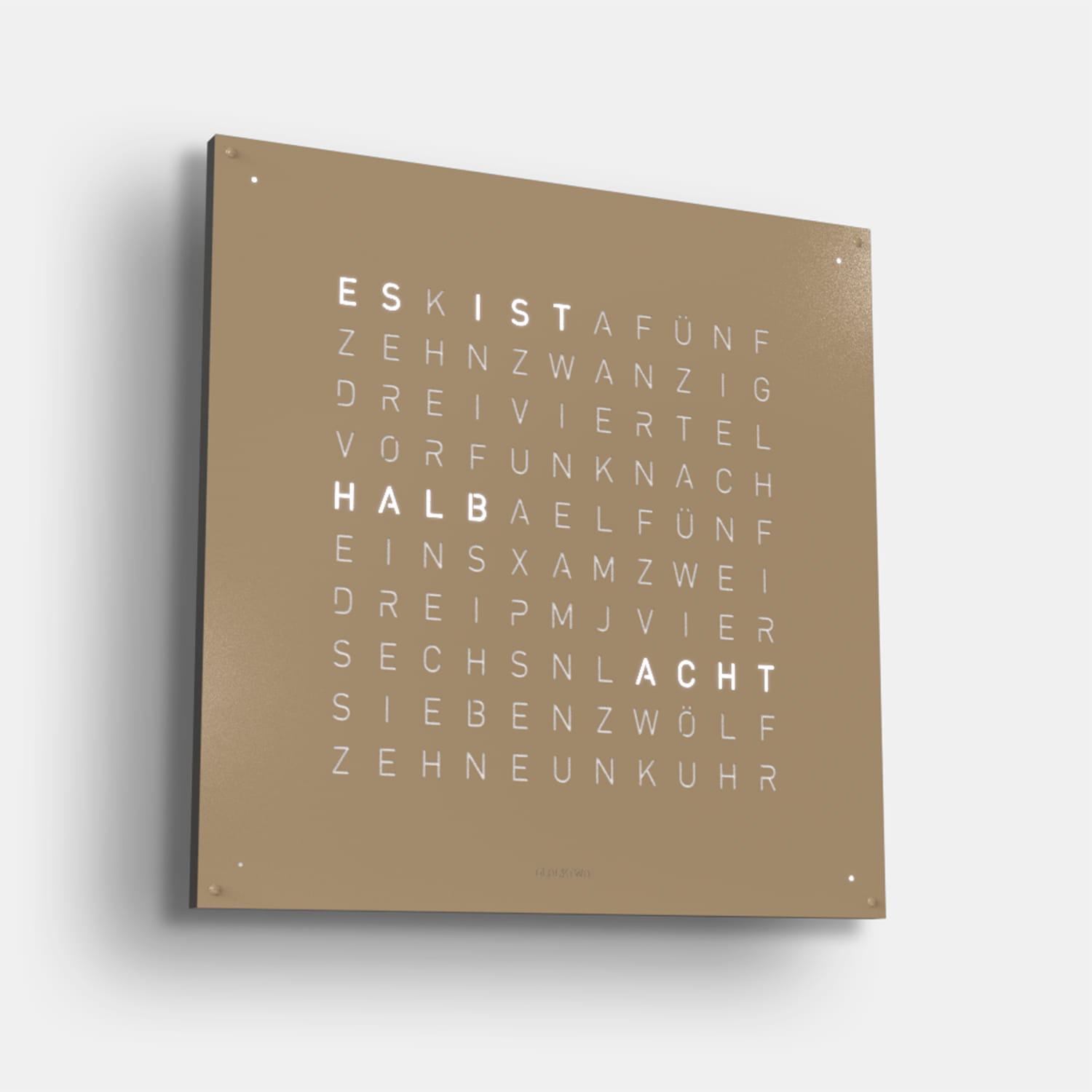 QLOCKTWO EARTH 90 Hazelnut – Weißer Korpus Produktbild main 1