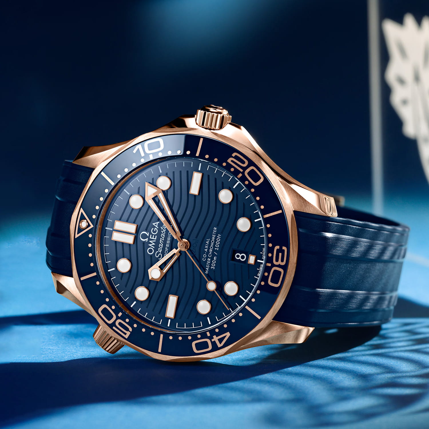 OMEGA Seamaster Diver 300M – Kautschukband Blau ohne Dornschließe 20 mm – XL Produktbild main 2