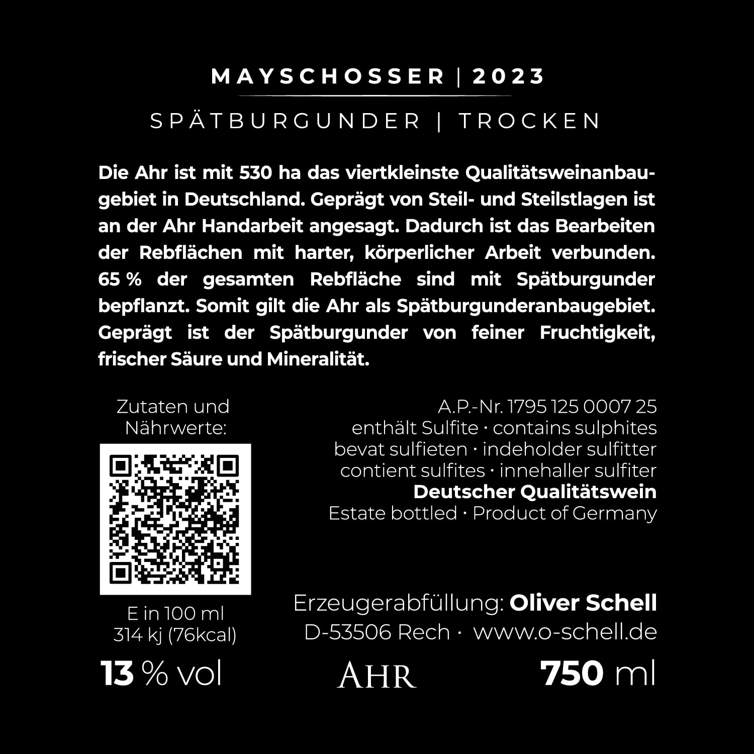 ALTHERR Mayschosser Spätburgunder trocken – 1 Flasche Produktbild main 3