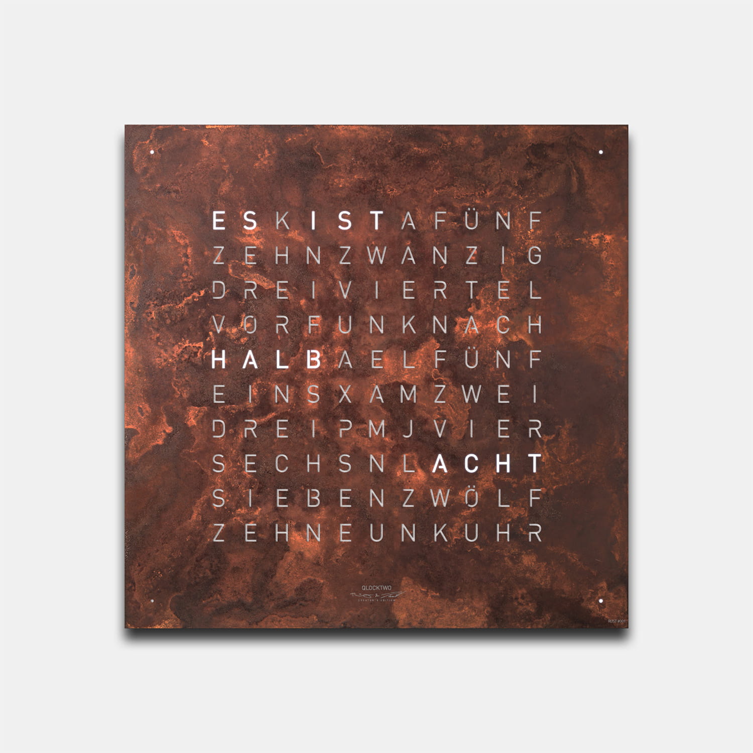 QLOCKTWO EARTH 45 Creator's Edition Rust – Weißer Korpus Produktbild main 0