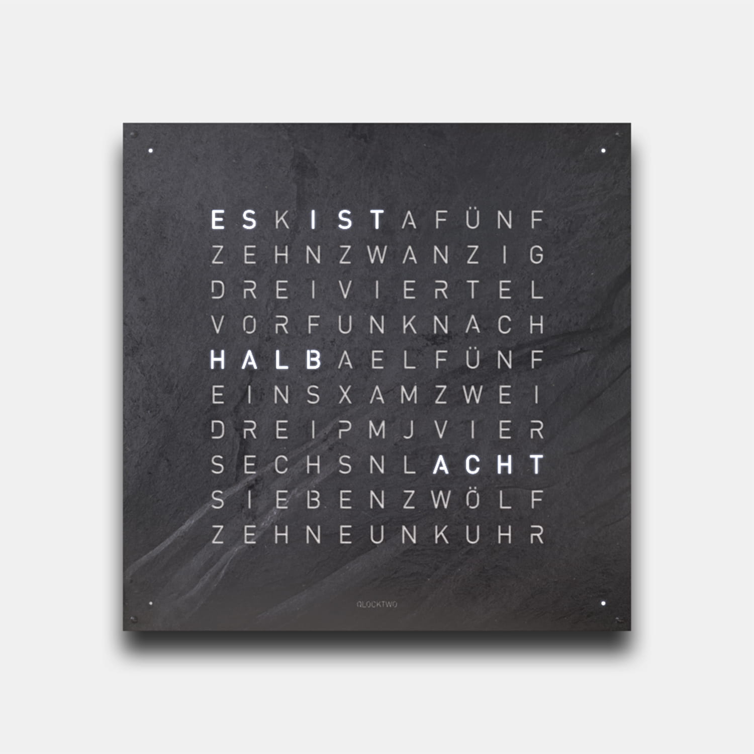 QLOCKTWO EARTH 90 Creator's Edition Metamorphite – Weißer Korpus Produktbild main 0