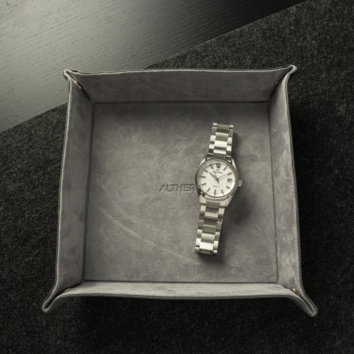 ALTHERR Lederablage aus Saffiano & Wildleder Grau Produktbild main 1