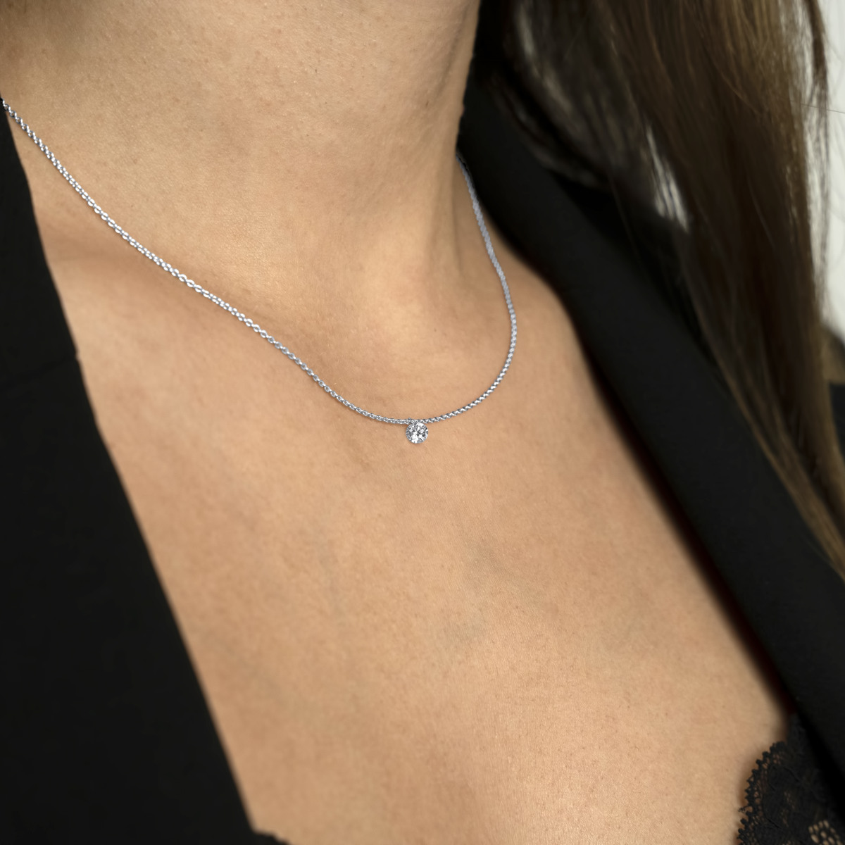 Bossert Kast Collier Weißgold Brillant 0,25 ct. 42cm Produktbild main 1