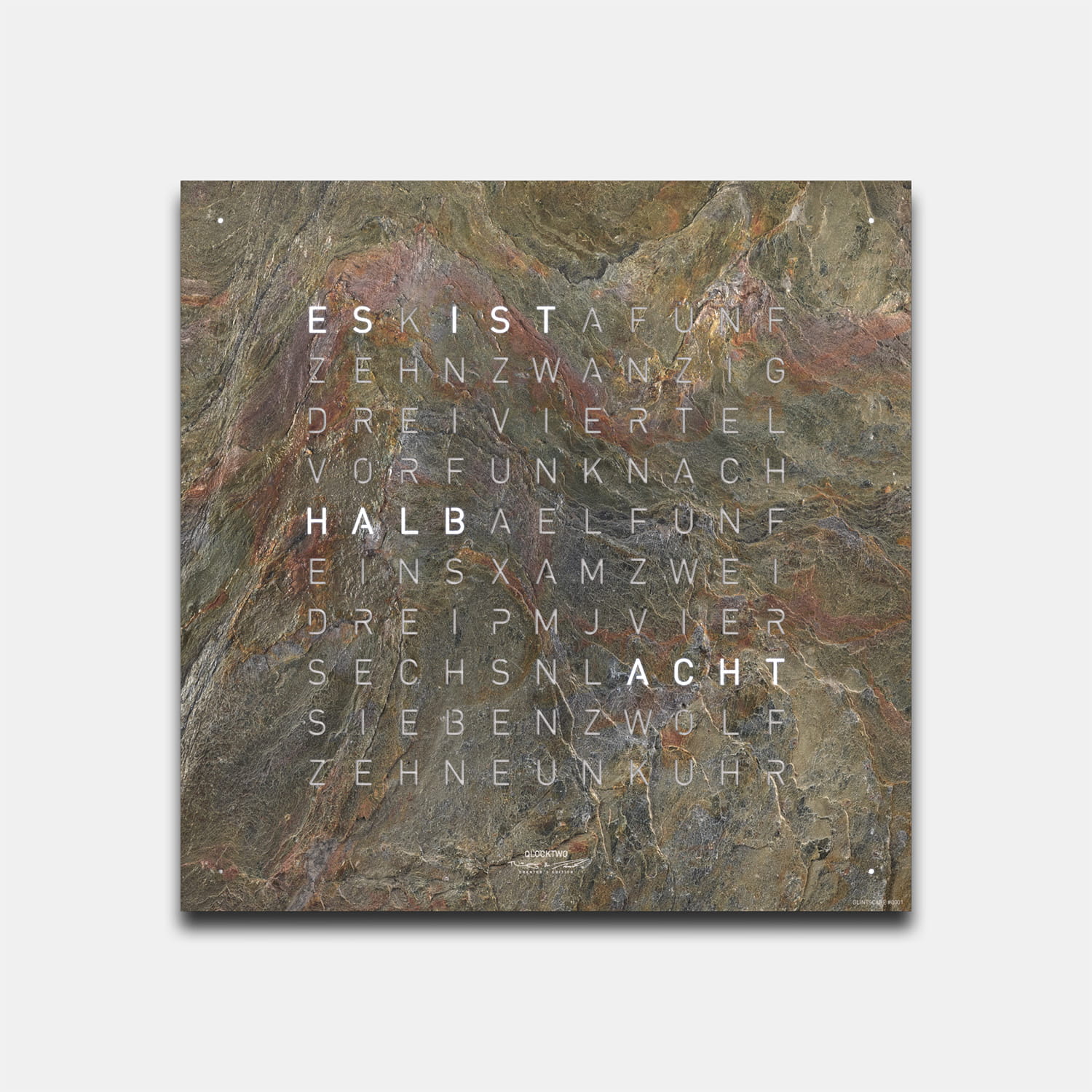 QLOCKTWO EARTH 45 Creator's Edition Glintscape – Weißer Korpus Produktbild main 0