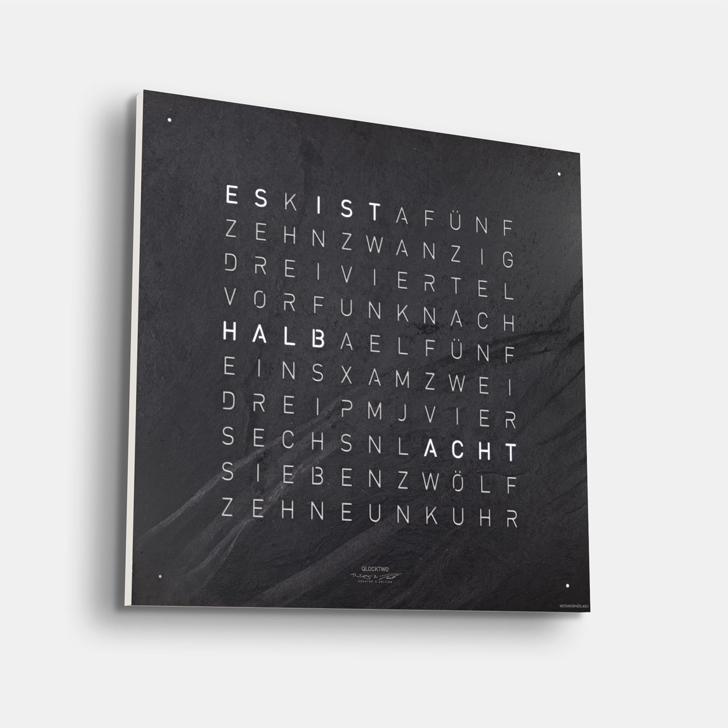 QLOCKTWO EARTH 45 Creator's Edition Metamorphite – Weißer Korpus Produktbild main 1