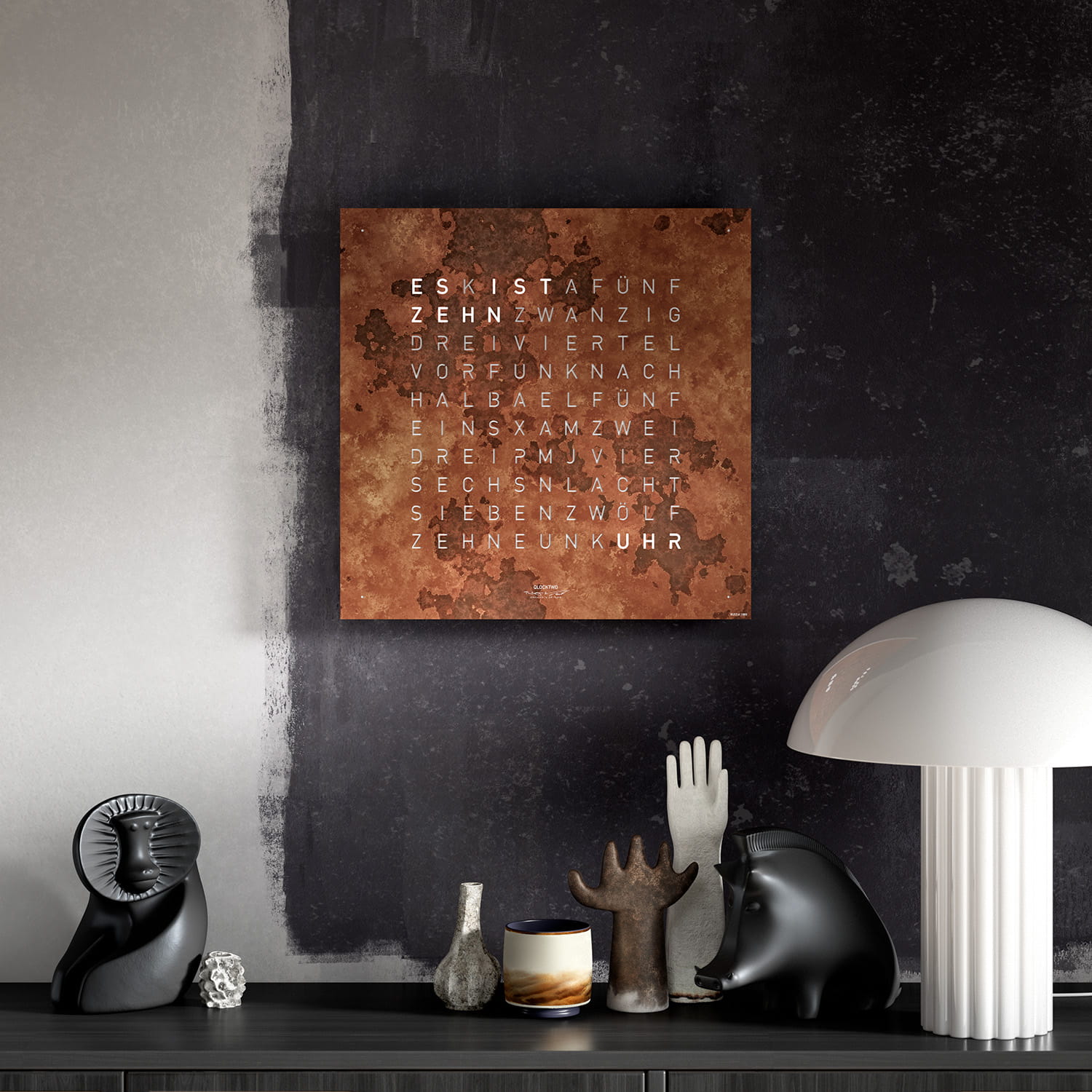 QLOCKTWO EARTH 45 Creator's Edition Rust – Weißer Korpus Produktbild main 3